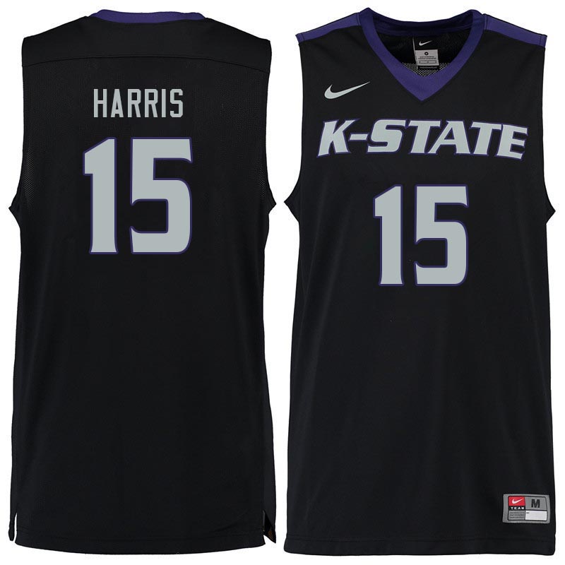 Men #15 Trey Harris Kansas State Wildcats College Basketball Jerseys Sale-Black